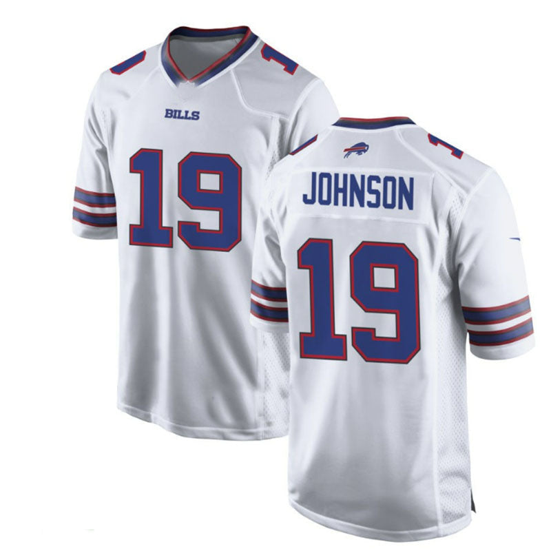 B.Bills #19 KeeSean Johnson  WHITE Game Jersey American Stitched Football Jerseys - Main View