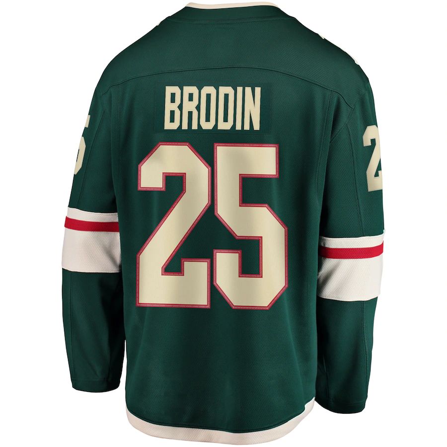 M.Wild #25 Jonas Brodin Fanatics Branded Youth Breakaway Player Jersey Green Stitched American Hockey Jerseys - Main View