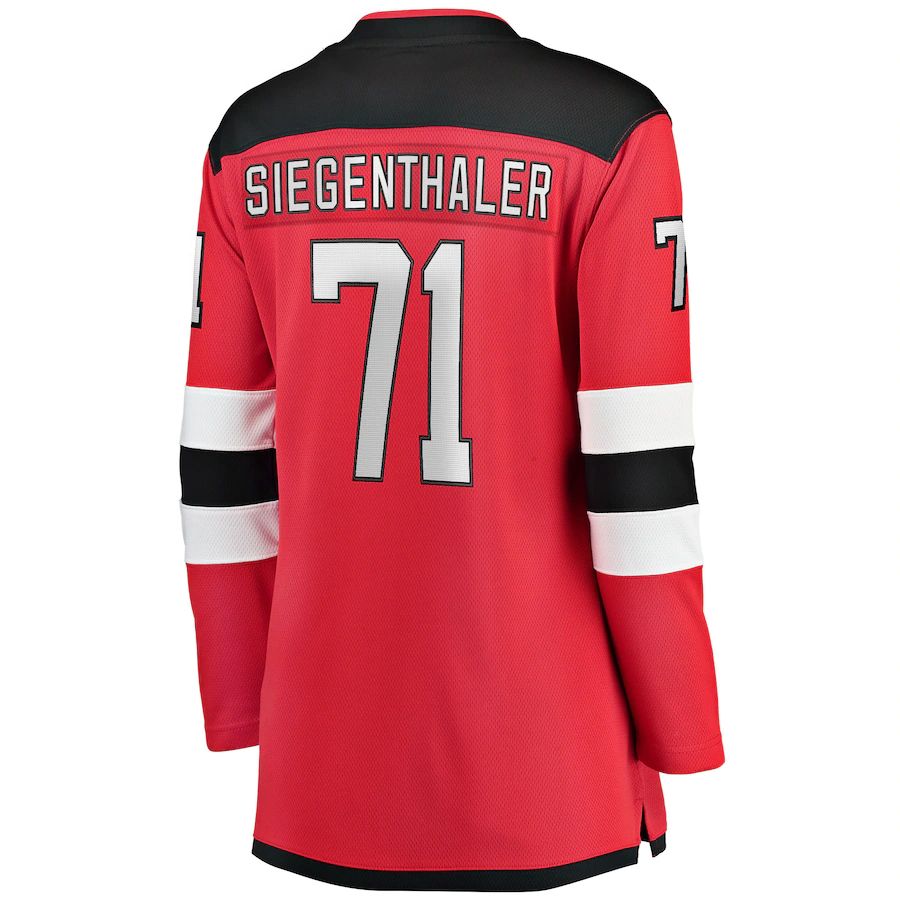 NJ.Devils #71 Jonas Siegenthaler Fanatics Branded Home Breakaway Player Jersey Red Stitched American Hockey Jerseys - Main View