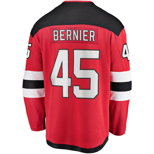 NJ.Devils #45 Jonathan Bernier Fanatics Branded Breakaway Player Jersey Red Stitched American Hockey Jerseys - Main View