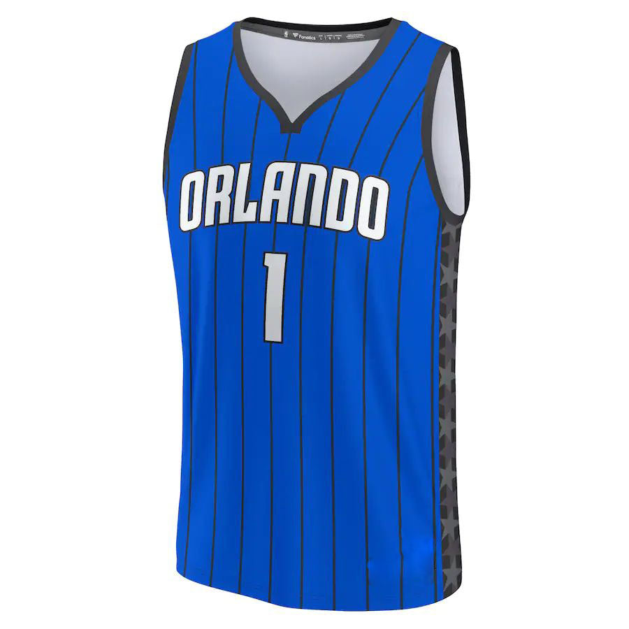 O.Magic #1 Jonathan Isaac Fanatics Branded 2022-23 Fast Break Replica Jersey Statement Edition  Blue Stitched American Basketball Jersey - Main View