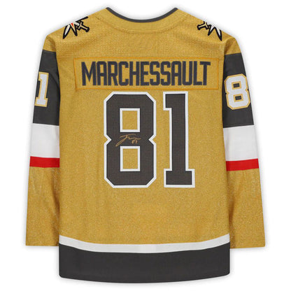 V.Golden Knights #81 Jonathan Marchessault Fanatics Authentic Autographed Gold Alternate Jersey Hockey Jerseys - Main View