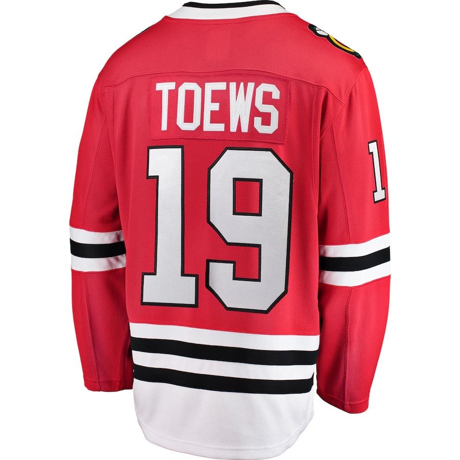 C.Blackhawks #19 Jonathan Toews Fanatics Branded Breakaway Player Jersey Red Stitched American Hockey Jerseys - Main View