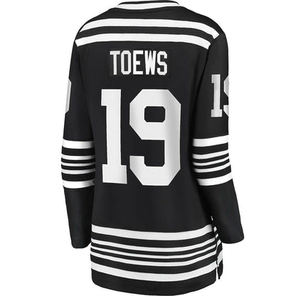 C.Blackhawks #19 Jonathan Toews Fanatics Branded Alternate 2019-20 Premier Breakaway Player Jersey Black Stitched American Hockey Jerseys - Main View