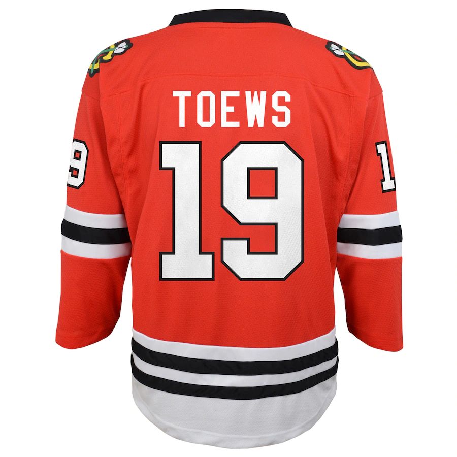 C.Blackhawks #19 Jonathan Toews Toddler Replica Player Jersey Red Stitched American Hockey Jerseys - Main View