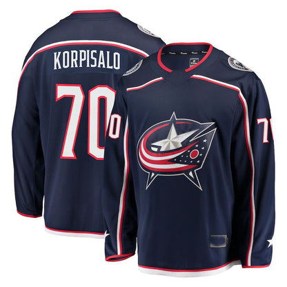 C.Blue Jackets #70 Joonas Korpisalo Fanatics Branded Breakaway Jersey Navy Stitched American Hockey Jerseys - Main View