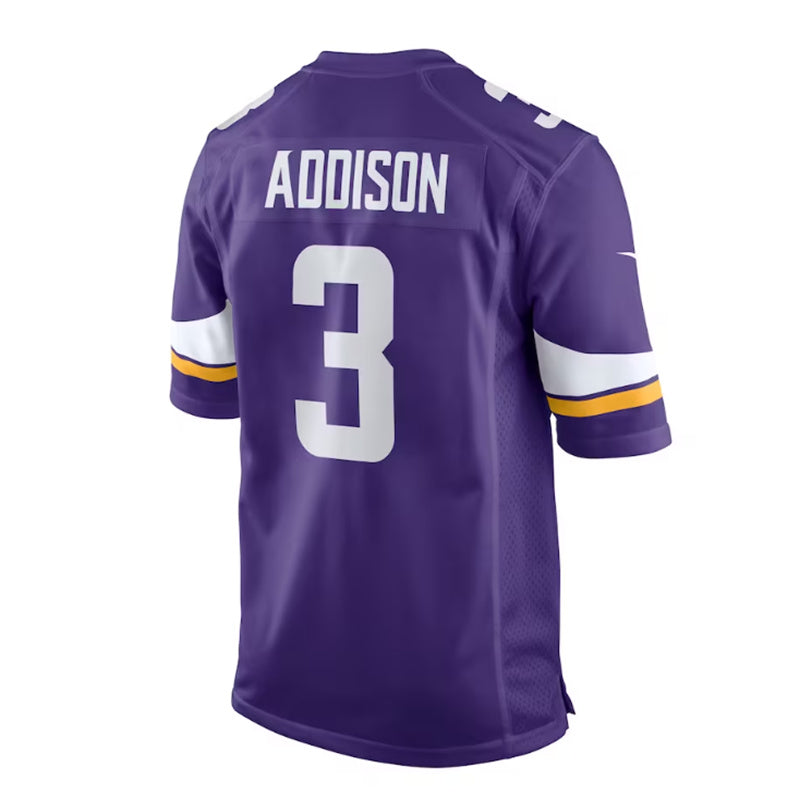 MN.Vikings #3 Jordan Addison 2023 Draft First Round Pick Game Jersey - Purple Stitched American Football Jerseys - Main View