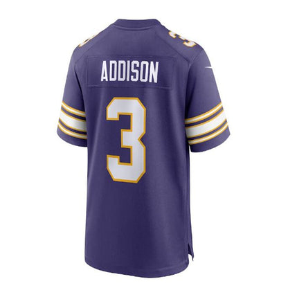 MN.Vikings #3 Jordan Addison Classic Player Game Jersey - Purple Stitched American Football Jerseys - Main View