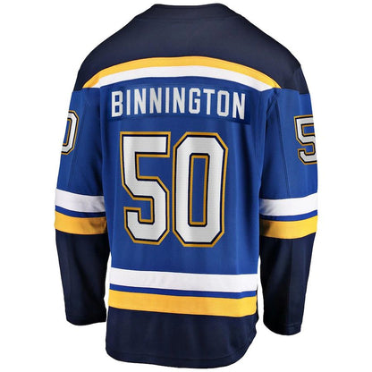St.L.Blues #50 Jordan Binnington Fanatics Branded Home Premier Breakaway Player Jersey Blue Stitched American Hockey Jerseys - Main View