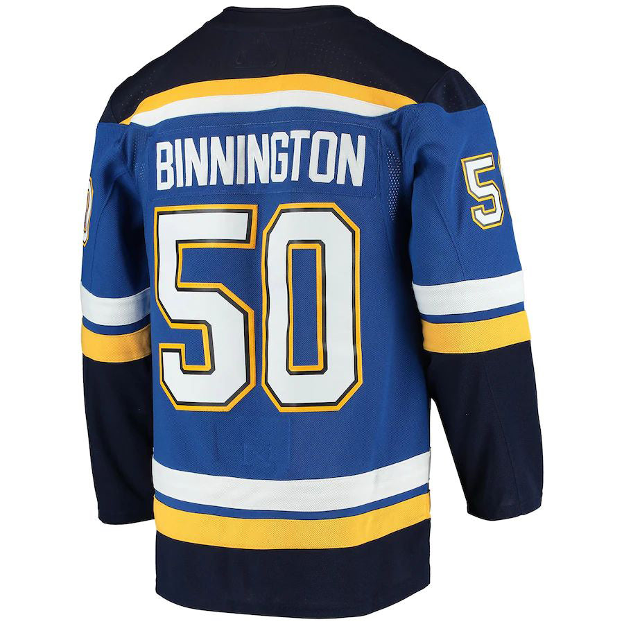 St.L.Blues #50 Jordan Binnington Home Authentic Player Jersey Blue Stitched American Hockey Jerseys - Main View