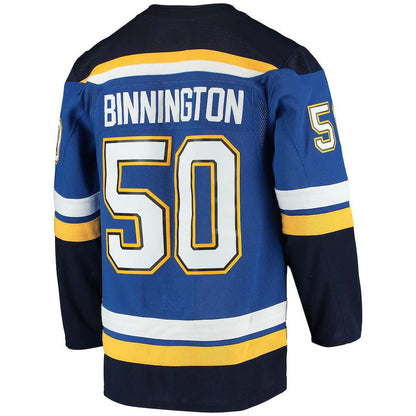St.L.Blues #50 Jordan Binnington Home Authentic Player Jersey Blue Stitched American Hockey Jerseys - Main View