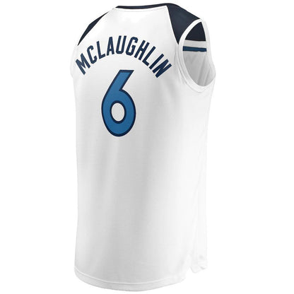 M.Timberwolves #6 Jordan McLaughlin Fanatics Branded  Fast Break Player Jersey Association Edition White Stitched American Basketball Jersey - Main View