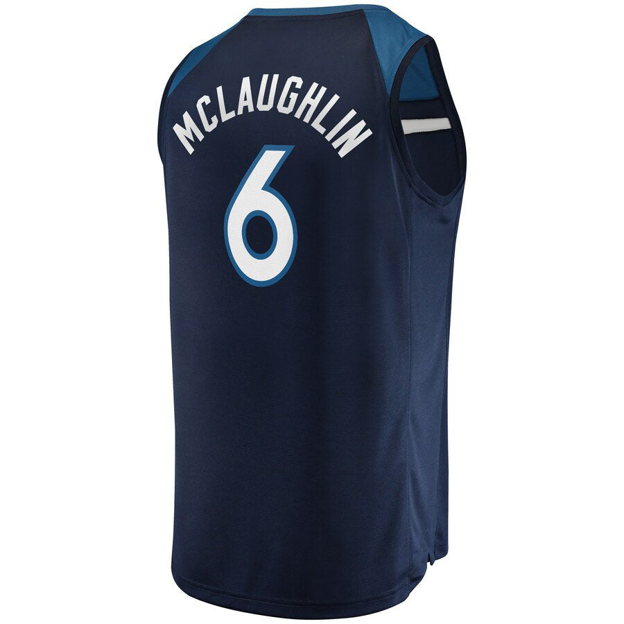 M.Timberwolves #6 Jordan McLaughlin Fanatics Branded  Fast Break Player Jersey  Icon Edition Navy Stitched American Basketball Jersey - Main View