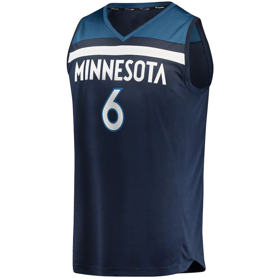 M.Timberwolves #6 Jordan McLaughlin Fanatics Branded  Fast Break Player Jersey  Icon Edition Navy Stitched American Basketball Jersey view 2