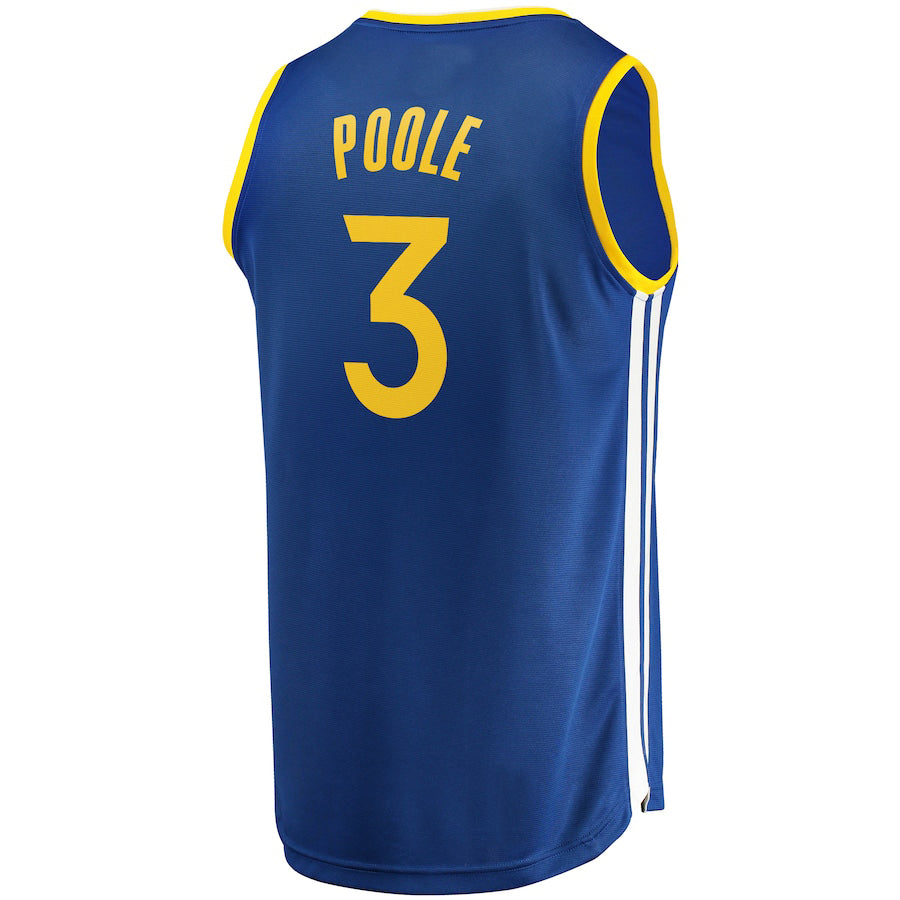 G.State Warriors #3 Jordan Poole Fanatics Branded Fast Break Replica Player Team Jersey Icon Edition Royal Stitched American Basketball Jersey - Main View