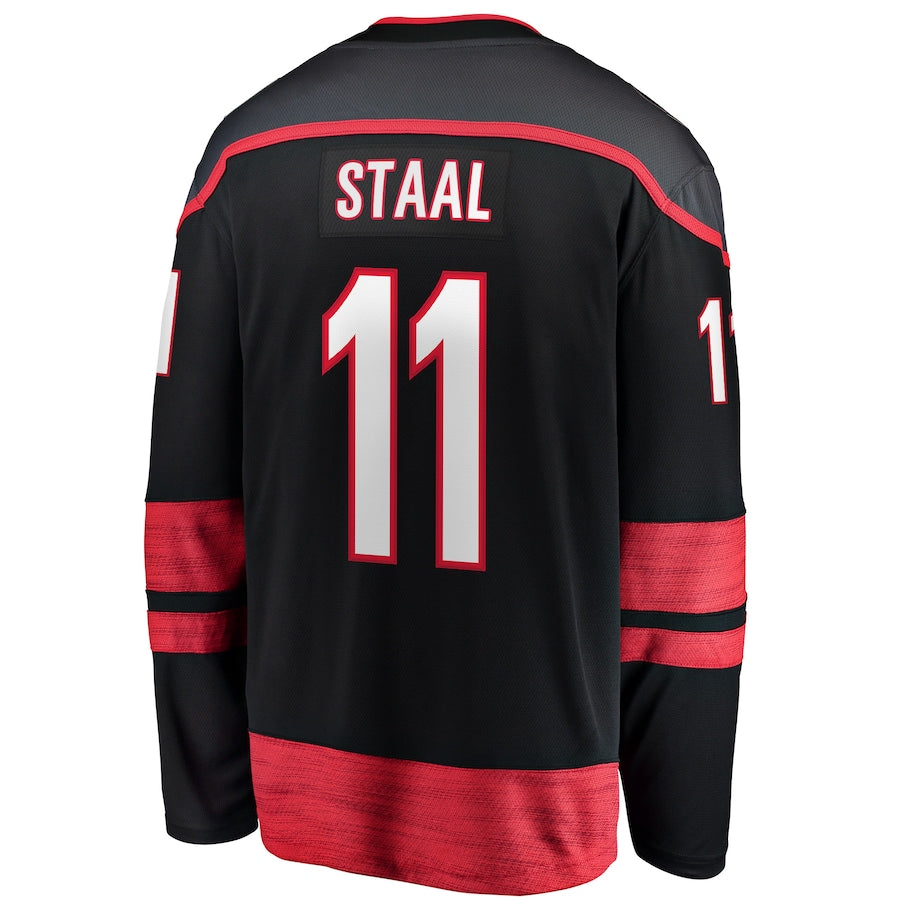 C.Hurricanes #11 Jordan Staal Fanatics Branded Home Captain Patch Breakaway Player Jersey Black Stitched American Hockey Jerseys - Main View