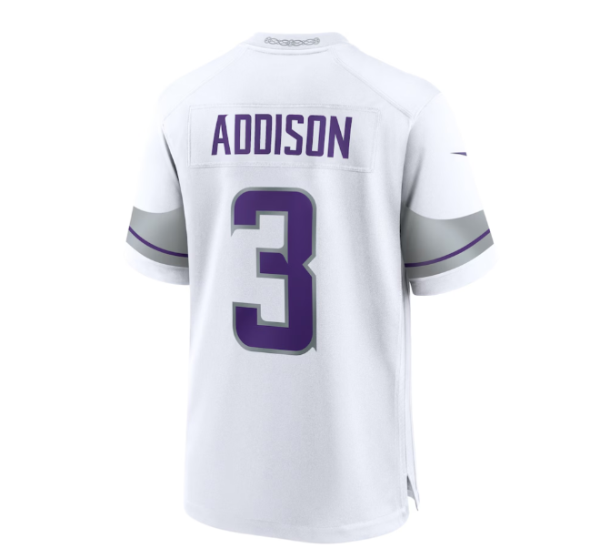 MN.Vikings #3 Jordan Addison Alternate Game Player Jersey - White American Football Jerseys - Main View