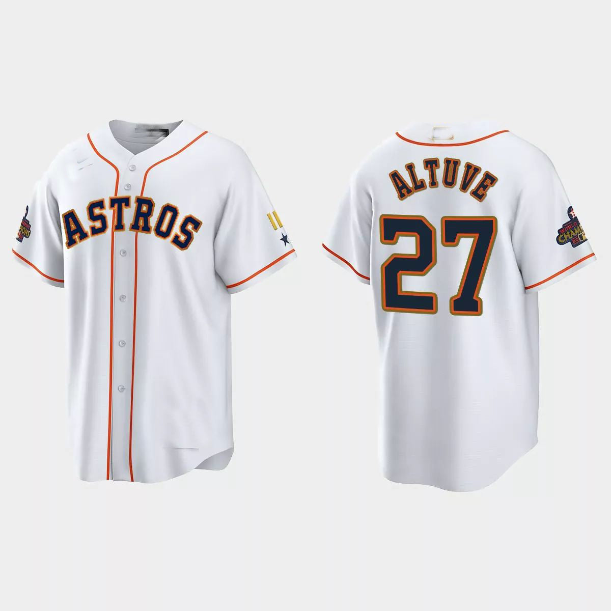 #27 Jose Altuve Houston Astros 2023 Gold Program Jersey ¨C White Stitches Baseball Jerseys - Main View