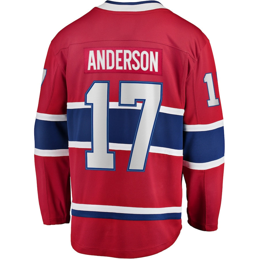 M.Canadiens #17 Josh Anderson Fanatics Branded Breakaway Player Jersey Red Stitched American Hockey Jerseys - Main View
