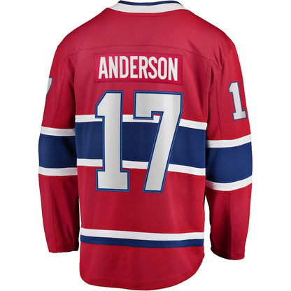 M.Canadiens #17 Josh Anderson Fanatics Branded Breakaway Player Jersey Red Stitched American Hockey Jerseys - Main View