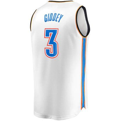OC.Thunder #3 Josh Giddey Fanatics Branded 2022-23 Fast Break Replica Jersey White Association Edition Stitched American Basketball Jersey - Main View