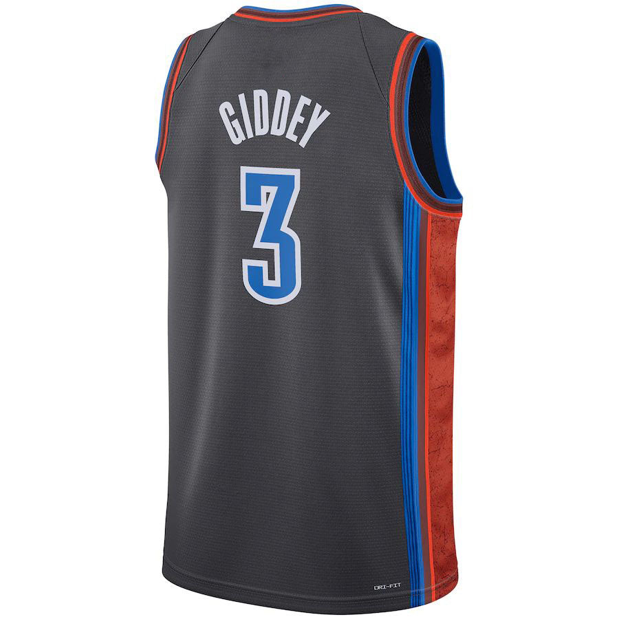 OC.Thunder #3 Josh Giddey Unisex 2022-23 Swingman Jersey City Edition Gray Stitched American Basketball Jersey - Main View