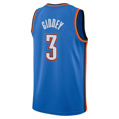 OC.Thunder #3 Josh Giddey Unisex 2022-23 Swingman Jersey Icon Edition Blue Stitched American Basketball Jersey - Main View