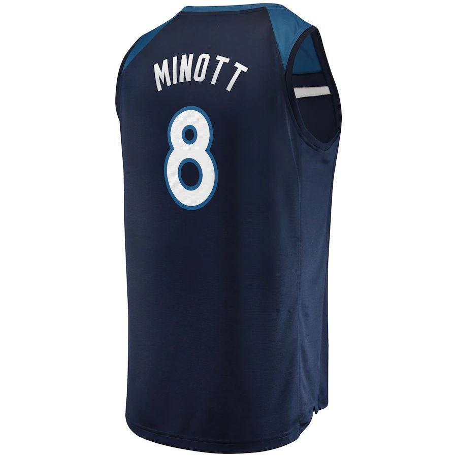 M.Timberwolves #8 Josh Minott Fanatics Branded 2021-22 Fast Break Replica Jersey - Icon Edition Navy Stitched American Basketball Jersey - Main View
