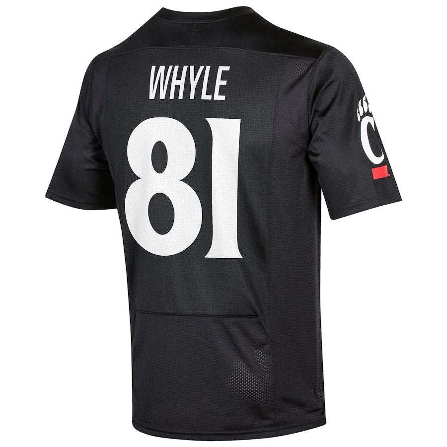 C.Bearcats #81 Josh Whyle Under Armour NIL Replica Football Jersey Black Stitched American College Jerseys - Main View