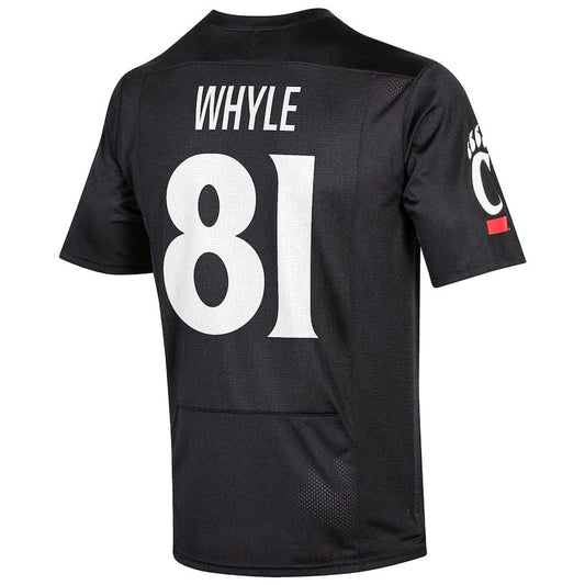 C.Bearcats #81 Josh Whyle Under Armour NIL Replica Football Jersey Black Stitched American College Jerseys - Main View