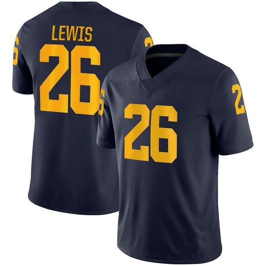 M.Wolverines #26 Jourdan Lewis Jordan Brand Game Jersey Navy Stitched American College Jerseys - Main View