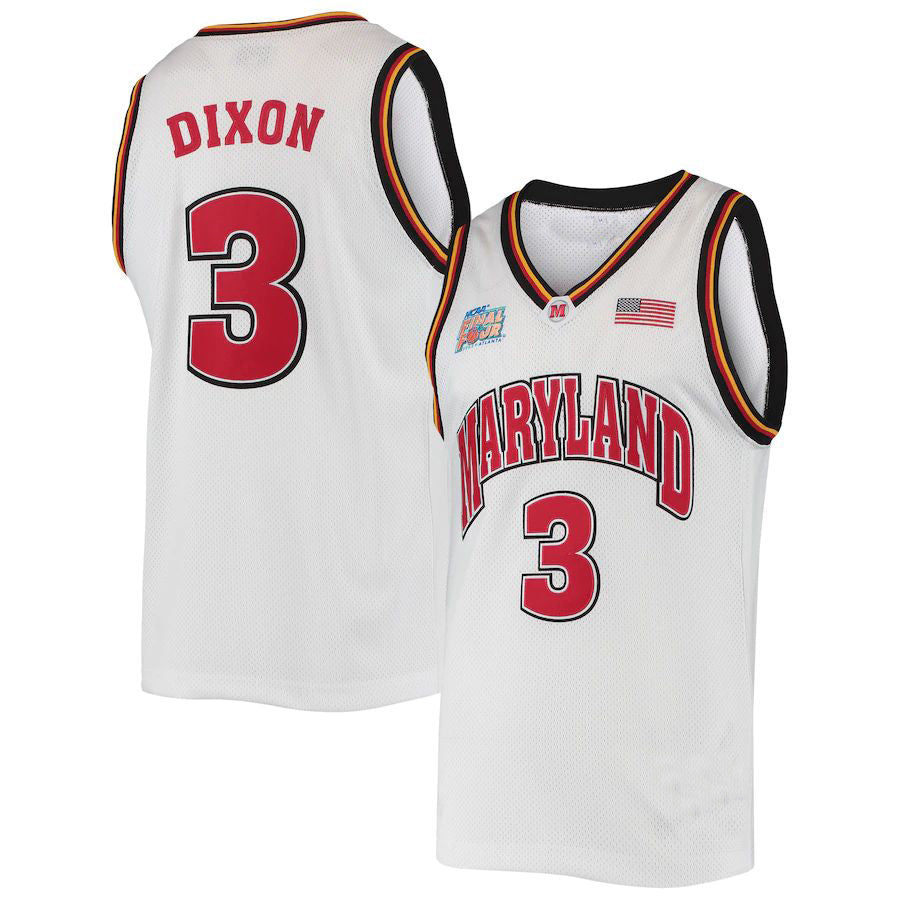 M.Terrapins #3 Juan Dixon  Original Retro Brand 2002  Basketball Tournament March Madness Final Four Commemorative Classic Jersey White Stitched American College Jerseys - Main View
