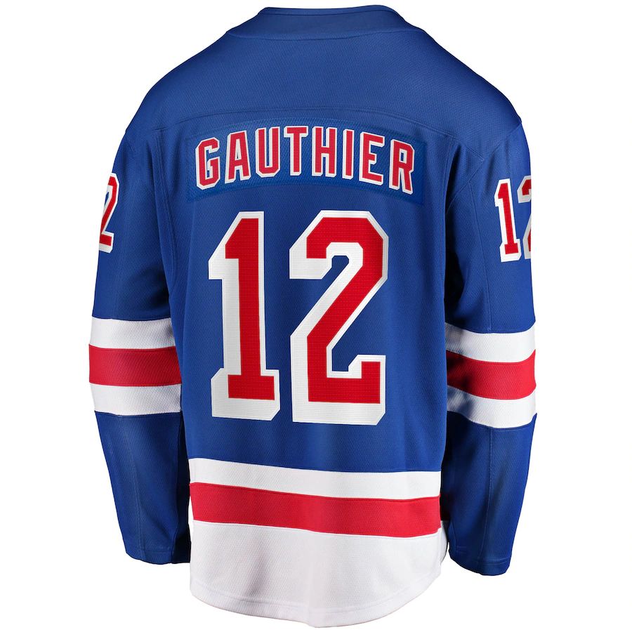 NY.Rangers #12 Julien Gauthier Fanatics Branded 2017-18 Home Breakaway Replica Jersey Blue Stitched American Hockey Jerseys - Main View