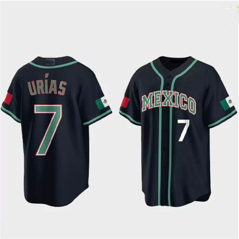 #7 Julio Urias Mexico Baseball 2023 World Baseball Classic Jersey ¨C Black Stitches Baseball Jerseys - Main View