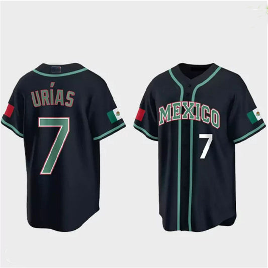 #7 Julio Urias Mexico Baseball 2023 World Baseball Classic Jersey ¨C Black Stitches Baseball Jerseys - Main View