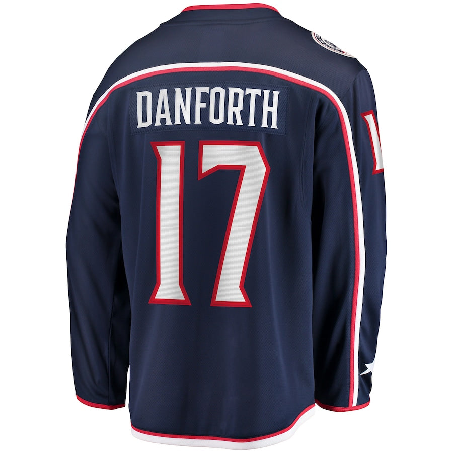 C.Blue Jackets #17 Justin Danforth Fanatics Branded Home Breakaway Player Jersey Navy Stitched American Hockey Jerseys - Main View