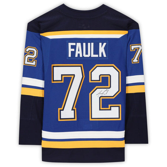 St.L.Blues #72 Justin Faulk Fanatics Authentic Autographed Blue Stitched American Hockey Jerseys - Main View