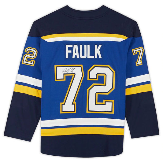 St.L.Blues #72 Justin Faulk Fanatics Authentic Autographed Fanatics Breakaway Jersey Blue Stitched American Hockey Jerseys - Main View