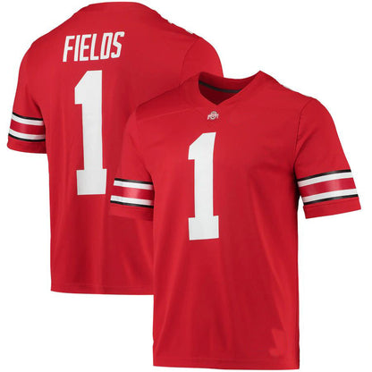 O.State Buckeyes #1 Justin Fields 2021 Draft Class Game Jersey Scarlet Football Jersey Stitched American College Jerseys - Main View