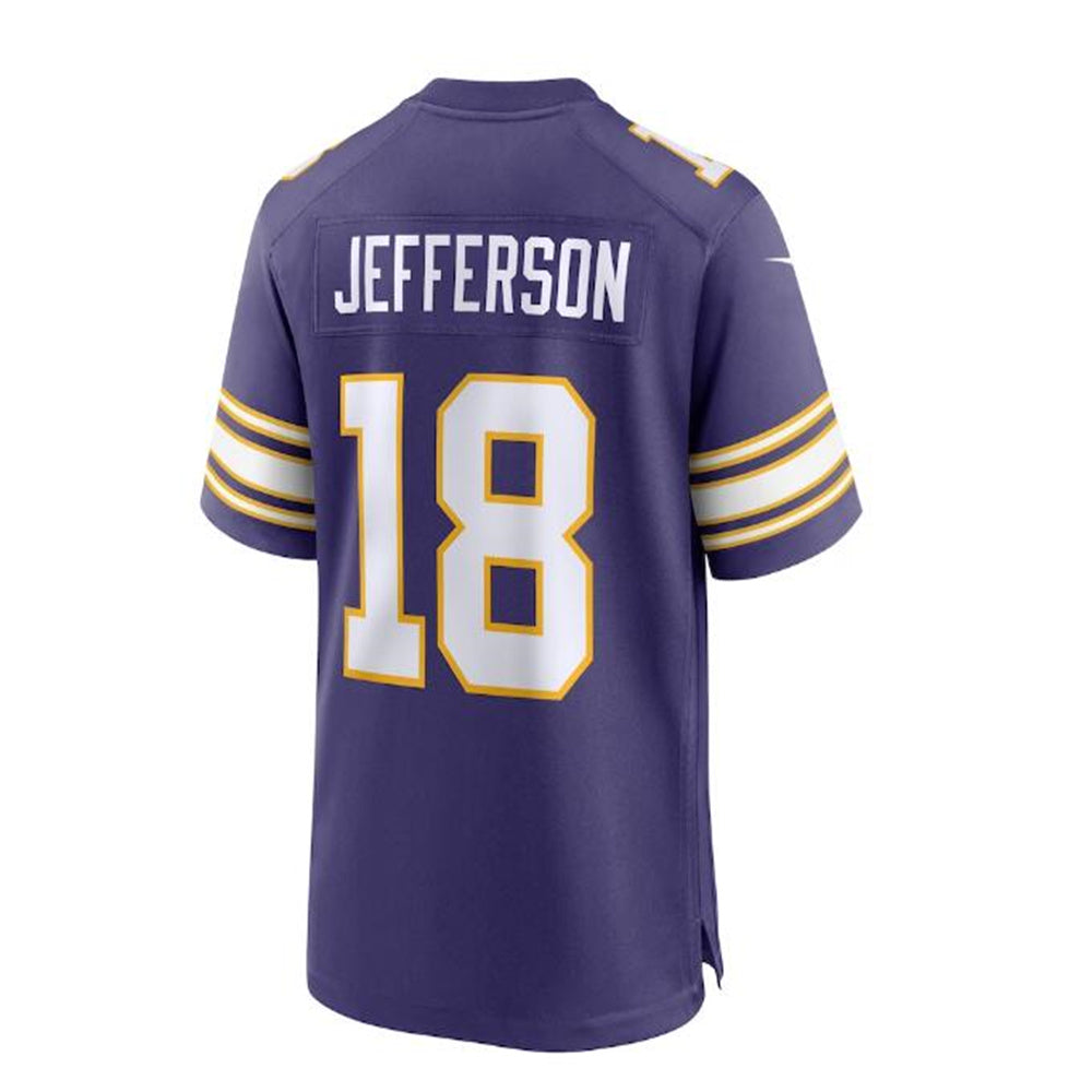 MN.Vikings #18 Justin Jefferson Classic Player Game Jersey - Purple Stitched American Football Jerseys - Main View