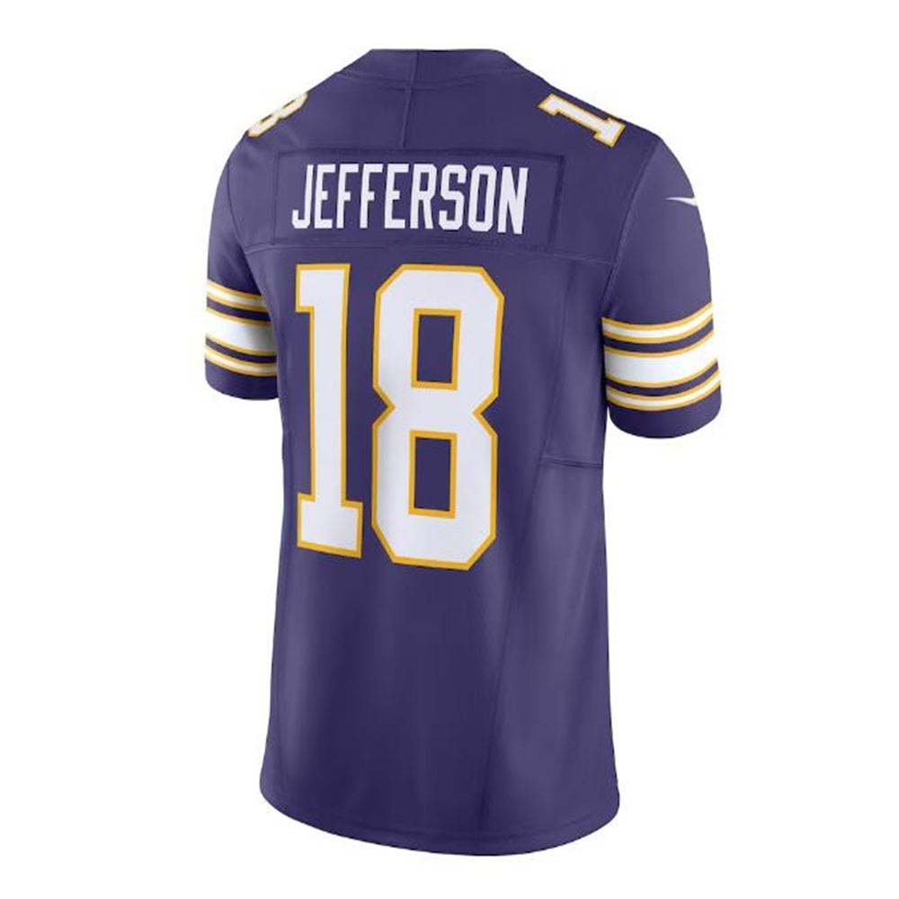 MN.Vikings #18 Justin Jefferson Classic Vapor F.U.S.E. Limited Jersey - Purple Stitched American Football Jerseys - Main View