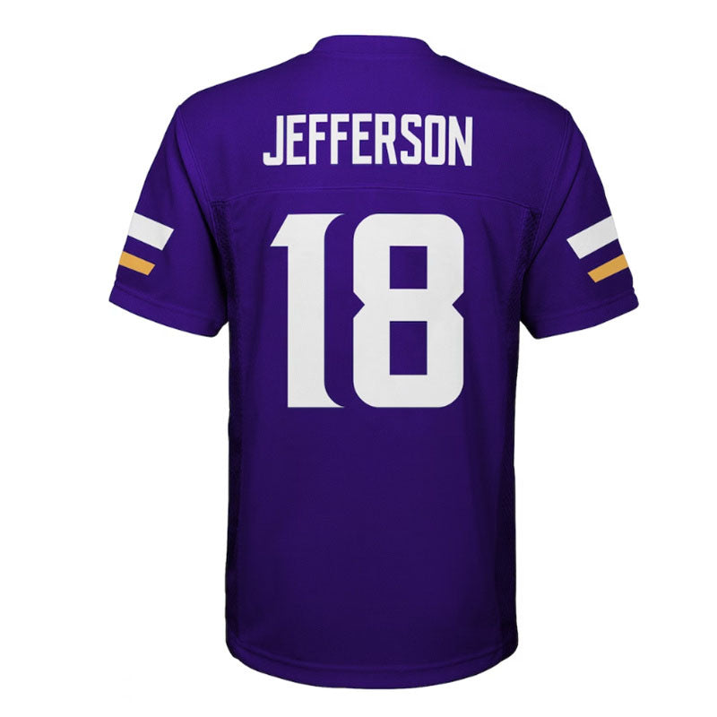 MN.Vikings #18 Justin Jefferson Game Player Jersey - Purple Stitched American Football Jerseys - Main View