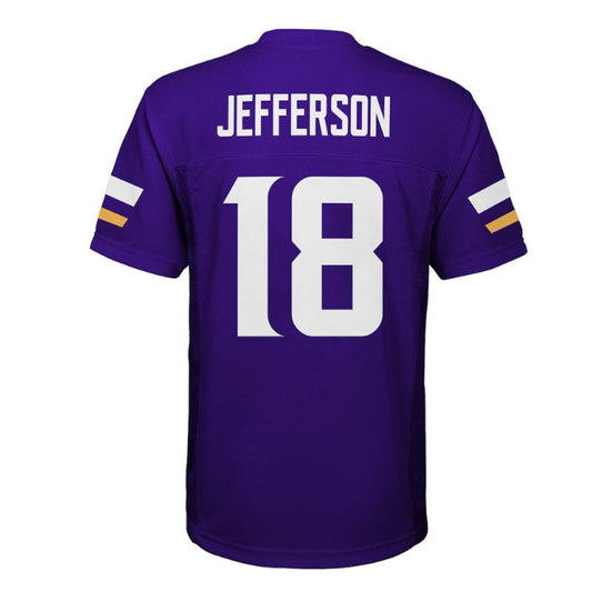 MN.Vikings #18 Justin Jefferson Game Player Jersey - Purple Stitched American Football Jerseys - Main View