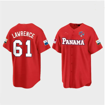 #61 Justin Lawrence Panama Baseball 2023 World Baseball Classic Jersey ¨C Red Stitches Baseball Jerseys - Main View