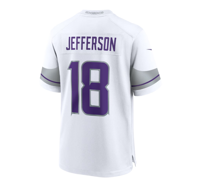 MN.Vikings #18 Justin Jefferson Alternate Game Player Jersey - White American Football Jerseys - Main View