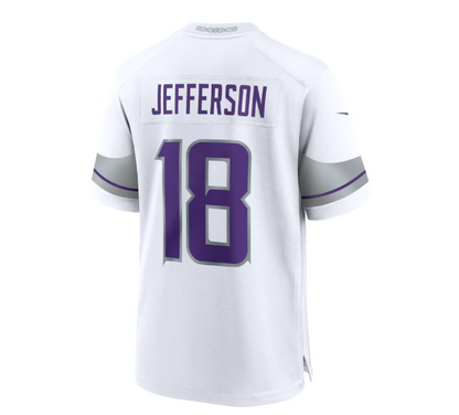 MN.Vikings #18 Justin Jefferson Alternate Game Player Jersey - White American Football Jerseys - Main View