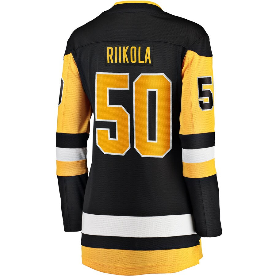 P.Penguins #50 Juuso Riikola Fanatics Branded Women's Home Breakaway Player Jersey Black Stitched American Hockey Jerseys - Main View
