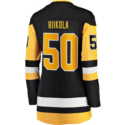 P.Penguins #50 Juuso Riikola Fanatics Branded Women's Home Breakaway Player Jersey Black Stitched American Hockey Jerseys - Main View