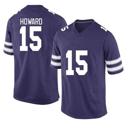 K.State Wildcats #15 Will Howard NIL Replica Football Jersey Purple Stitched American College Jerseys - Main View