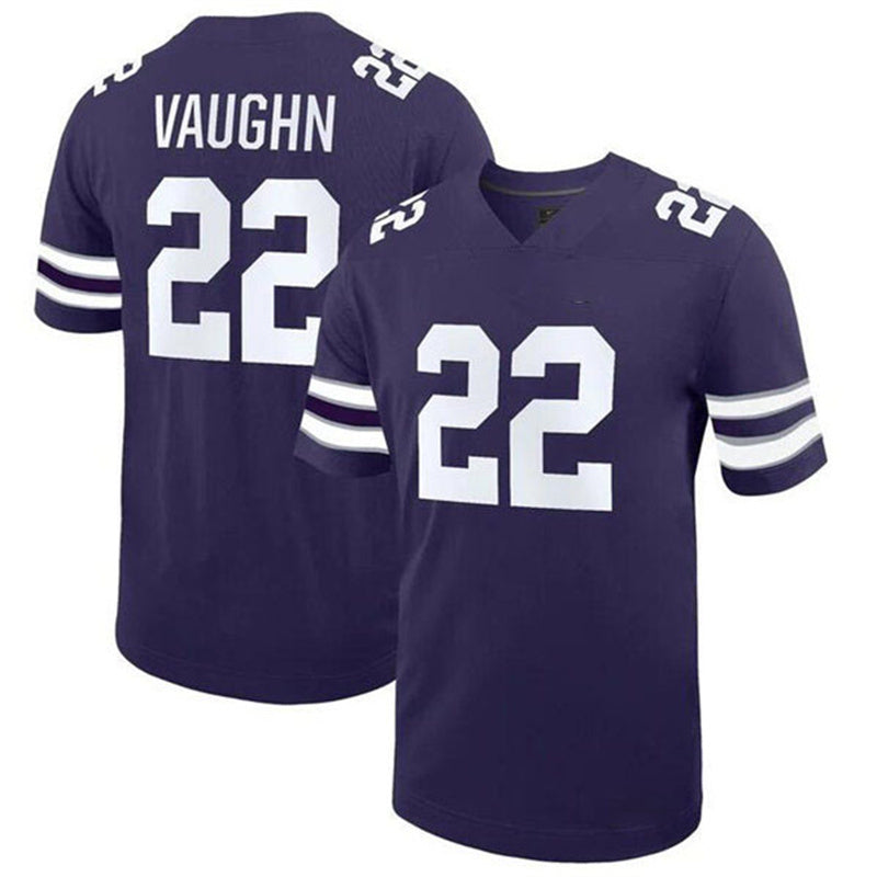 K.State Wildcats #22 Deuce Vaughn NIL Replica Football Jersey Purple Stitched American College Jerseys - Main View